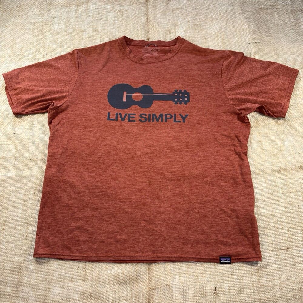 Patagonia Woman's "Live Simply" Guitar Capilene Cool UPF +50 Performance Shirt S